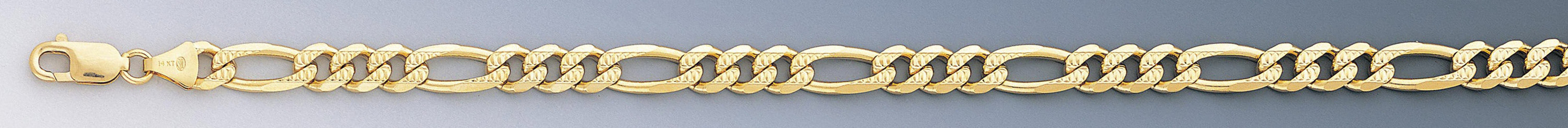14k Gold 8mm Yellow Pave Figaro Chain 22 Inches